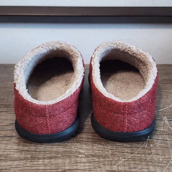 LL Bean Daybreak Scuffs Women's Cat Slippers Shoes Size 7 Red Wool Felt - Picture 4 of 9